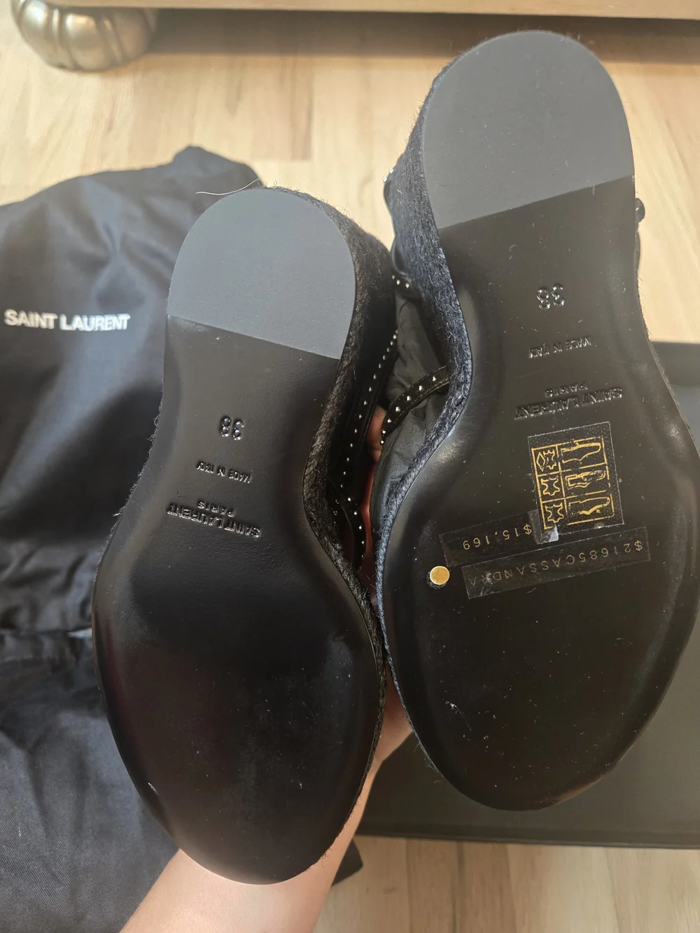 Saint Laurent Black Logo-Strap Women's Sandals